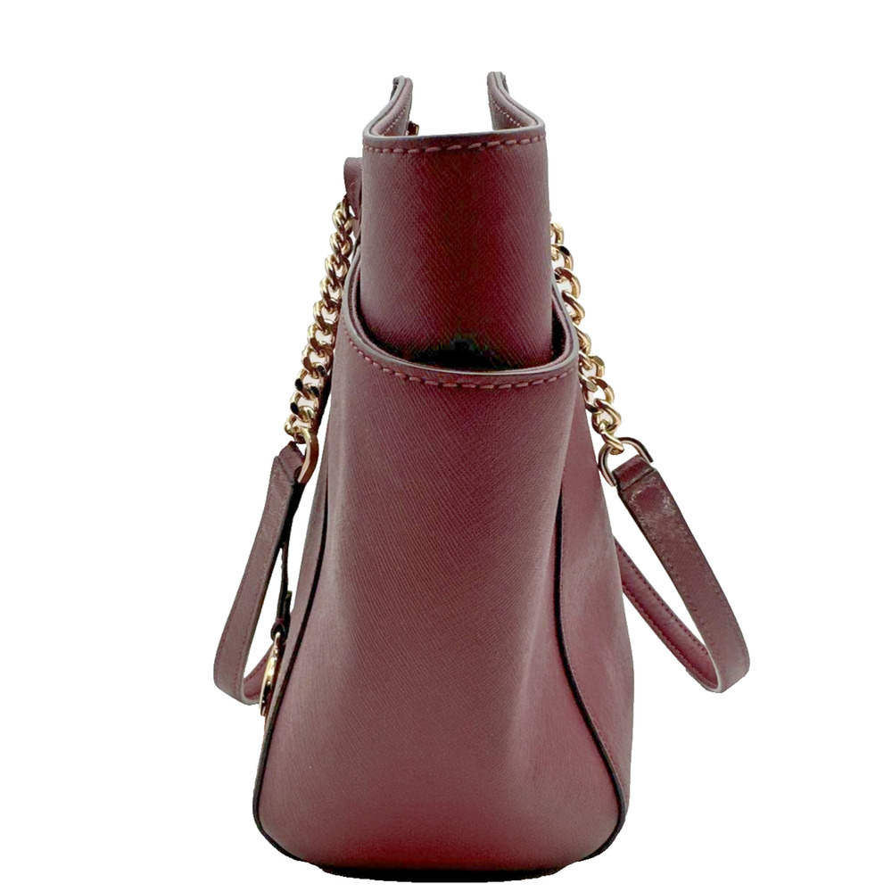 Michael Kors Jet Set Large Saffiano Burgundy Shoulder Bag - Picture 2 of 11